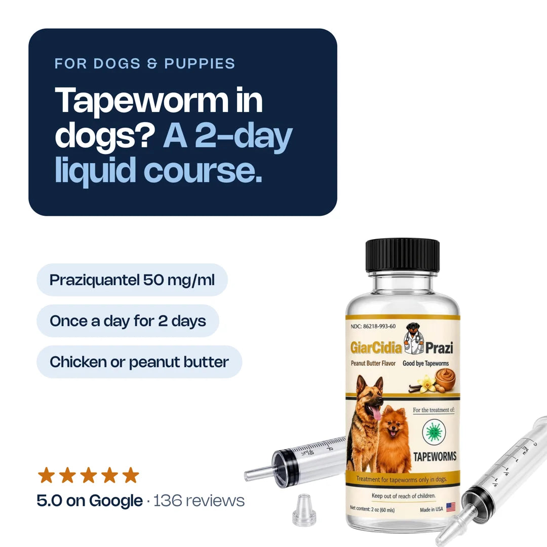 GiarCidia Prazi for Dogs: tapeworm, dogs and puppies, made in the usa