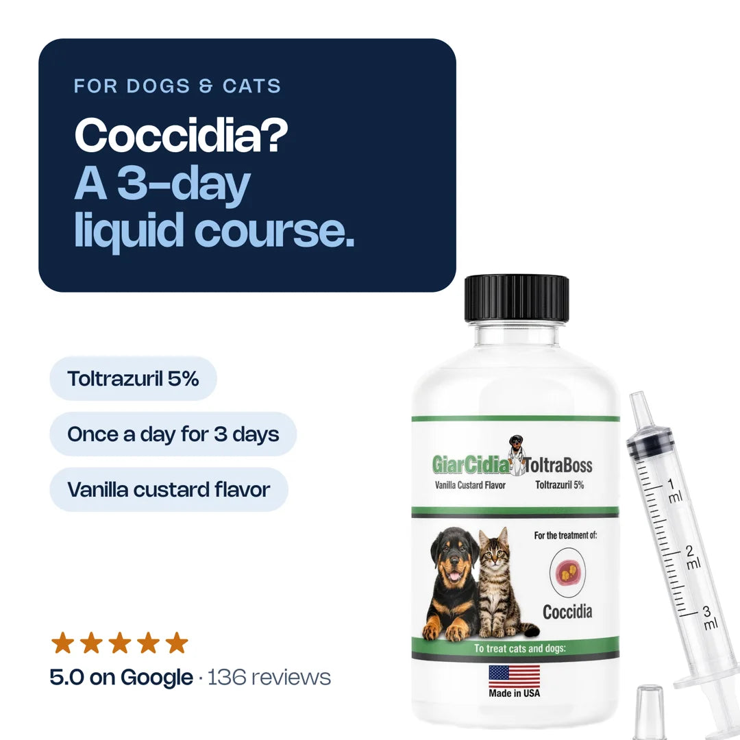 GiarCidia ToltraBoss: coccidia, toltrazuril 5%, made in the usa