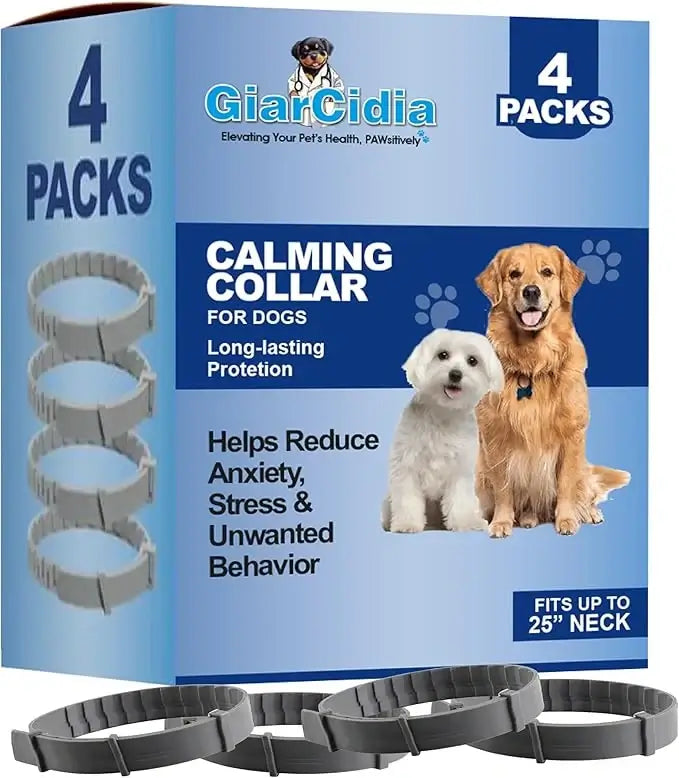 Premium dog calming collar with pheromone formula for anxiety and stress relief, 30-day continuous comfort, black stylish design
