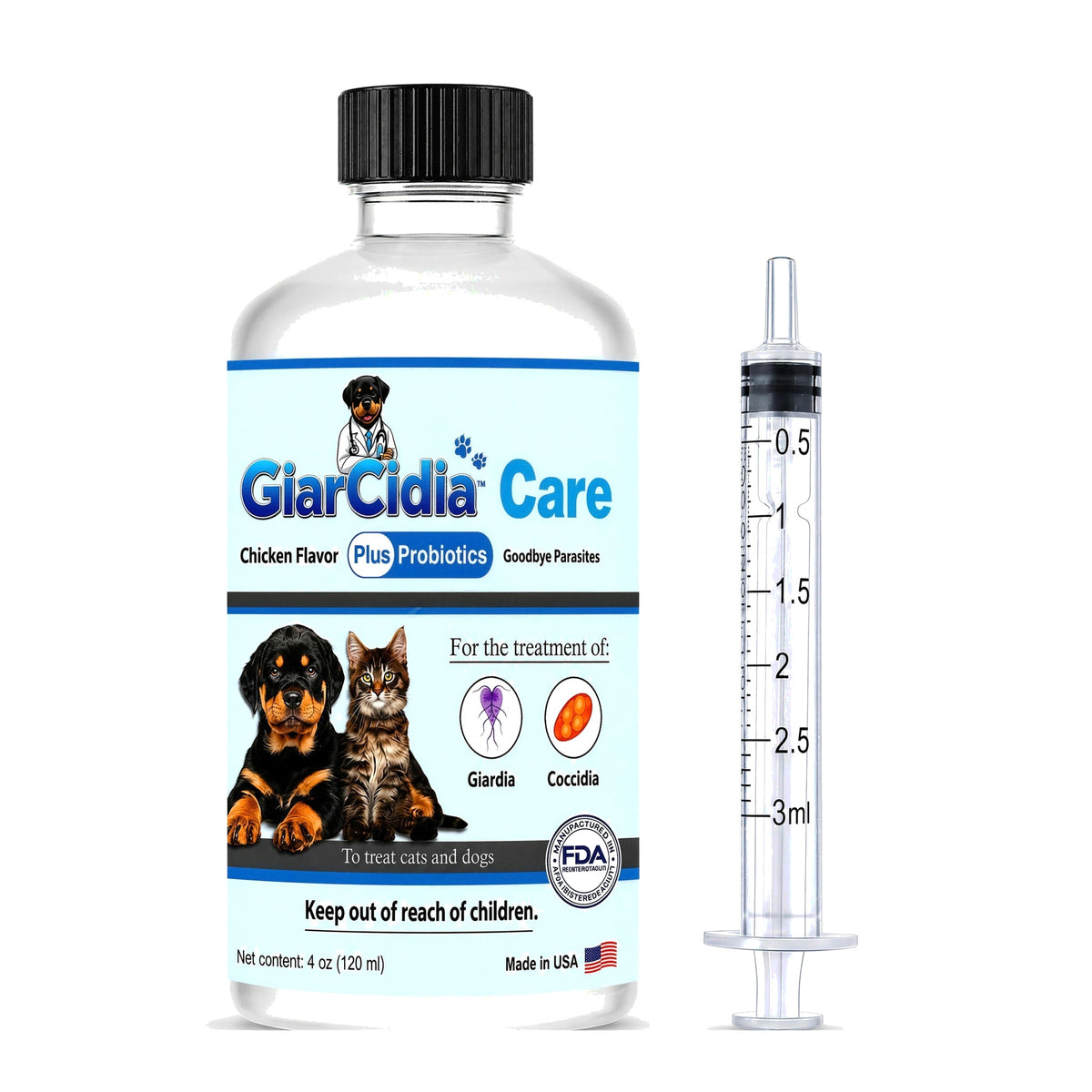 GiarCidia CARE 120 ml bottle with dosing syringe