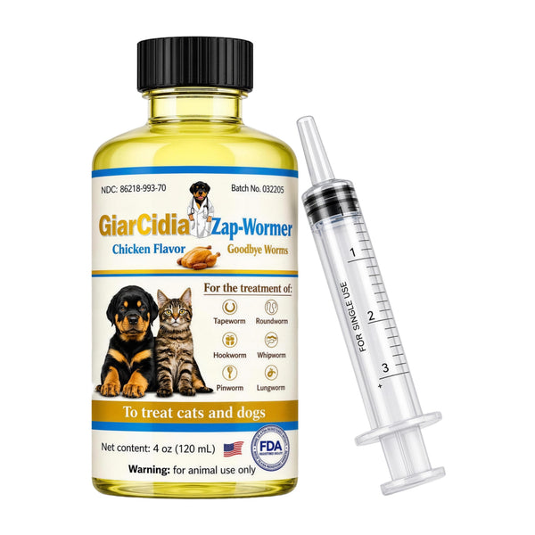 GiarCidia Zap-Wormer – Liquid Dewormer for Dogs and Cats, 6 Types of Worms