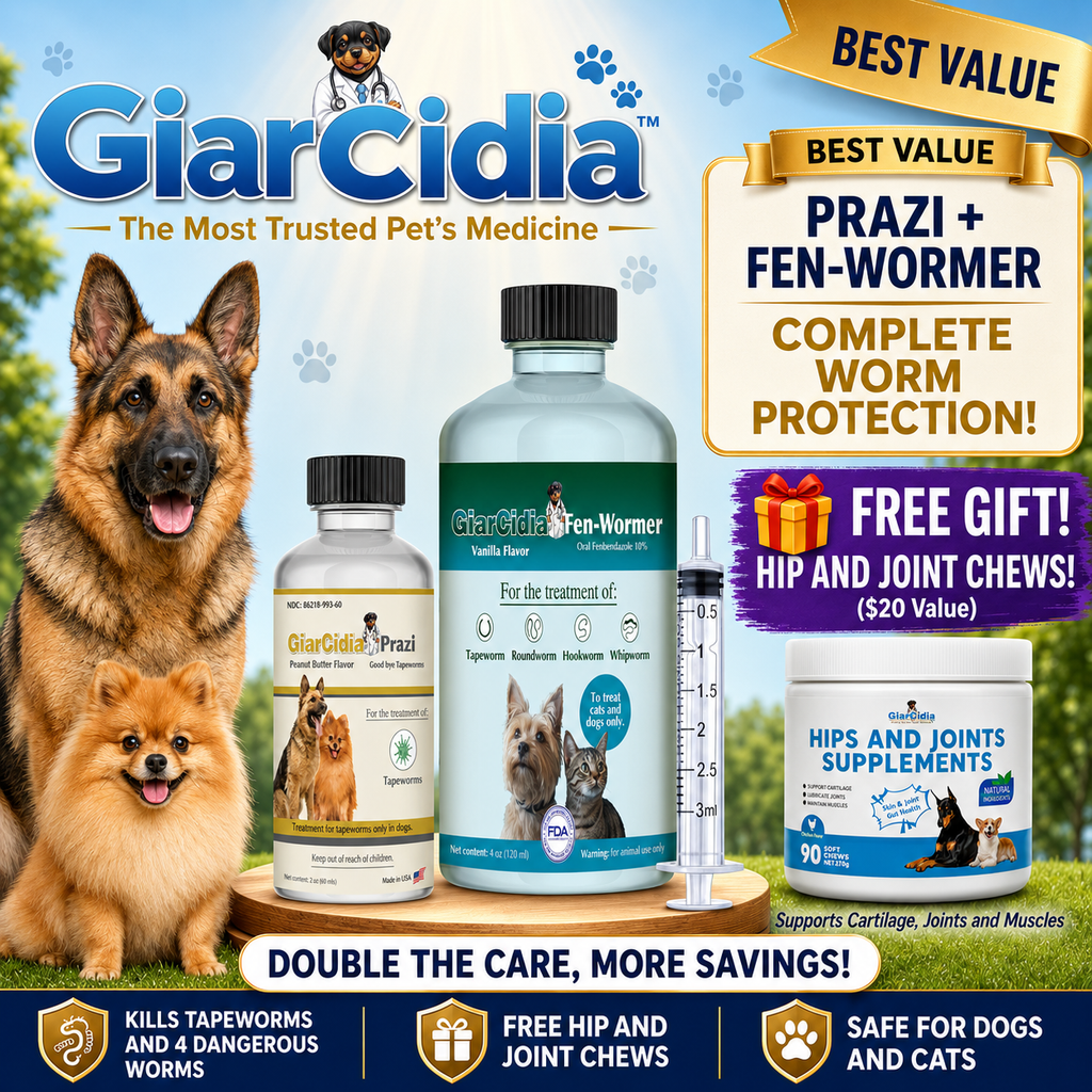GiarCidia Prazi + Fen-Wormer Bundle + Free Hip & Joint Chews