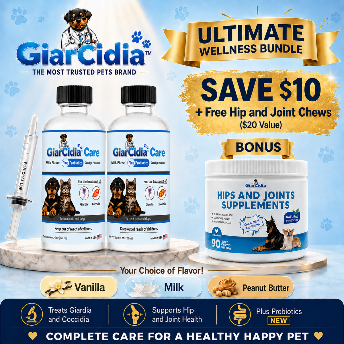 GiarCidia CARE 2-Pack + Free Hip & Joint Chews